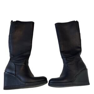 Zodiac Women’s Iggy Wedge Knee-High Black Faux Leather Boots With Zipper Size 9￼